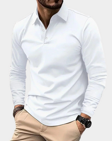 Langarm Poloshirt Herren | Klarer Kragen & Sportlicher Sitz in Weiß