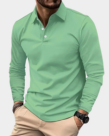 Langarm Poloshirt Herren | Klarer Kragen & Sportlicher Sitz in Grün
