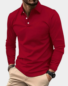 Langarm Poloshirt Herren | Klarer Kragen & Sportlicher Sitz in Rot