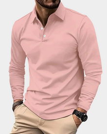 Langarm Poloshirt Herren | Klarer Kragen & Sportlicher Sitz in Rosa