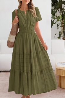 Damen Gestuft Boho Strand Midikleid in Grün