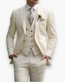 Lukas – Maßgeschneiderter Anzug mit Weste, 3-teiliges Set für Herren in Beige