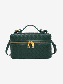 Julia | Strukturierte, glänzende Tasche aus gewebtem Material in Smaragd