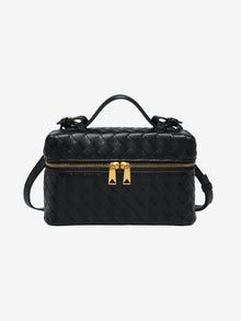 Julia | Strukturierte, glänzende Tasche aus gewebtem Material in Schwarz