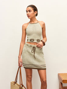 Henriette - Set aus Jacquard-Strickrock und -Top in Aprico