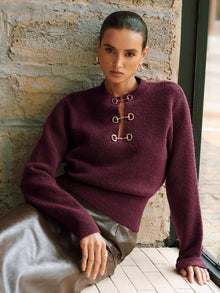 Aurelia - Langarmpullover mit Horsebit-Detail in Lila
