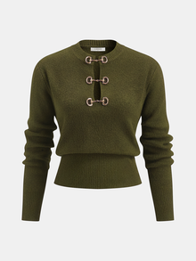 Aurelia - Langarmpullover mit Horsebit-Detail in Grün