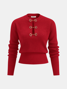 Aurelia - Langarmpullover mit Horsebit-Detail in Rot