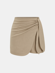 Friederike - Asymmetrischer Minirock mit Rüschen in Khaki