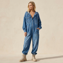 Estielle - Jeans Overall Mit Kapuze in Blau