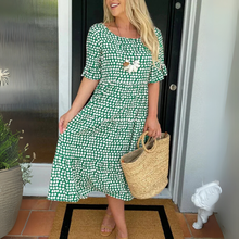 Frieda – Lässiges Midi-Kleid mit Stufenrock für Damen in Grün