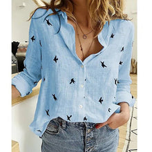 Casual Sommerliche Bluse für Damen in Blau (mit Vögeln)