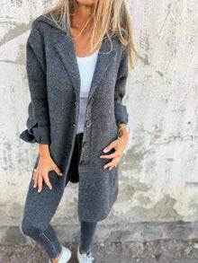 Blazer Damen | Lang & Kuschelig-Weich in Grau