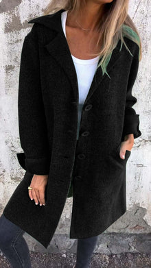 Blazer Damen | Lang & Kuschelig-Weich in Schwarz
