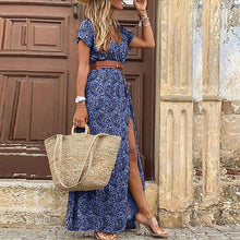 Karin - Elegantes Kleid im Ibiza-Stil - Inklusive Gürtel in Blau