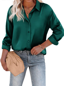 Bluse Damen | Satin & Elegant in Grün