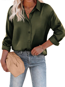 Bluse Damen | Satin & Elegant in Dunkelgrün