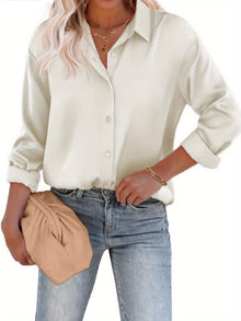 Bluse Damen | Satin & Elegant in Weiß