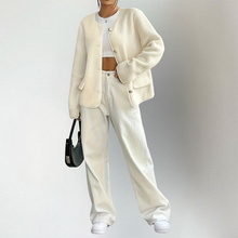 Strickjacke Damen | Teddy-Optik & Rundhals-Ausschnitt in Weiß