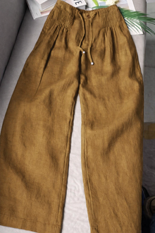 Kuupik – Weite Hose Aus Leinen in Khaki