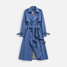 Damen Trenchcoat doppelreihig mit Reverskragen in Blau