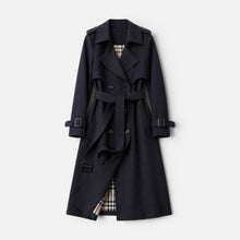 Damen Trenchcoat doppelreihig mit Reverskragen in Marineblau