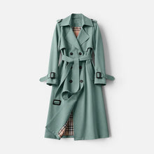 Damen Trenchcoat doppelreihig mit Reverskragen in Grün