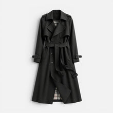 Damen Trenchcoat doppelreihig mit Reverskragen in Schwarz