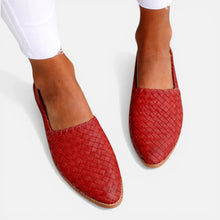 Orthopädische Ballerinas Geflochten Slingback Freizeit Schuhe in Rot