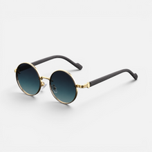 Sonnenbrille Rund Metallrahmen Farbverlauf Gläser in Grün