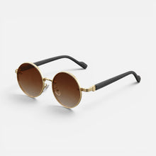 Sonnenbrille Rund Metallrahmen Farbverlauf Gläser in Braun