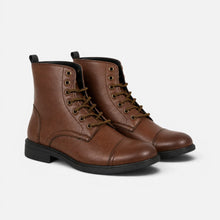 Herren Lederstiefel Schnürstiefel Klassisch in Dunkelbraun