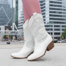 Cowboy-Stiefel mit Reißverschluss für Damen in Weiß
