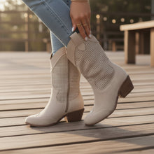 Cowboy-Stiefel mit Reißverschluss für Damen in Khaki