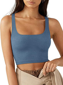 Cropped Top Damen | Gerippt & Vielseitig in Blau