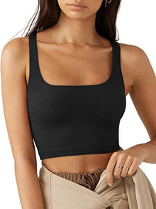 Cropped Top Damen | Gerippt & Vielseitig in Schwarz
