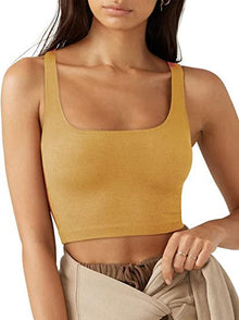 Cropped Top Damen | Gerippt & Vielseitig in Gelb