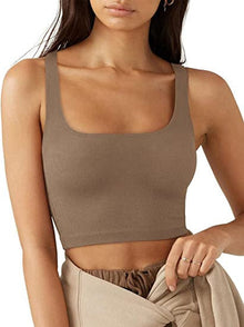 Cropped Top Damen | Gerippt & Vielseitig in Braun