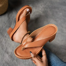 Damen Breitem Riemen Orthopädische Heeled Sandalen in Braun