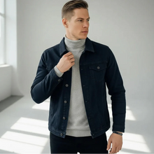Hemdjacke für Herren mit Brusttaschen im Slim-Fit Schnitt in Navy