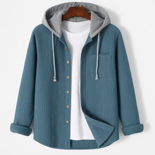 Kapuzenpullover Herren | Knopfleiste & Praktische Brusttasche in Blau