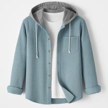 Kapuzenpullover Herren | Knopfleiste & Praktische Brusttasche in Hellblau