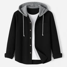Kapuzenpullover Herren | Knopfleiste & Praktische Brusttasche in Schwarz