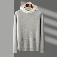 Kapuzenpullover Herren | Strickdesign & Kontrastkapuze in Grau