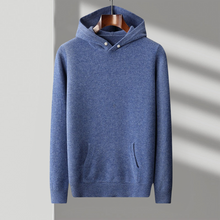 Kapuzenpullover Herren | Strickdesign & Kontrastkapuze in Blau