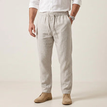 Leinenhose für Herren in lockerer Passform mit Gummibund in Beige