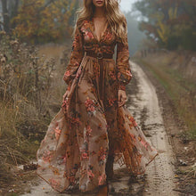 Selvara – Stilvolles Boho Damen Maxikleid in Dunkelbraun