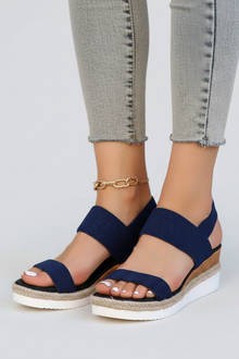 Damen Erhöhte Sohle Stretch Sandalen in Blau