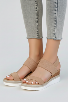 Damen Erhöhte Sohle Stretch Sandalen in Beige