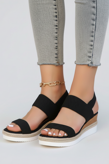 Damen Erhöhte Sohle Stretch Sandalen in Schwarz